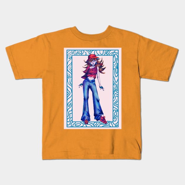 Bucket hat wearing anime girl Kids T-Shirt by CheriBeanArt